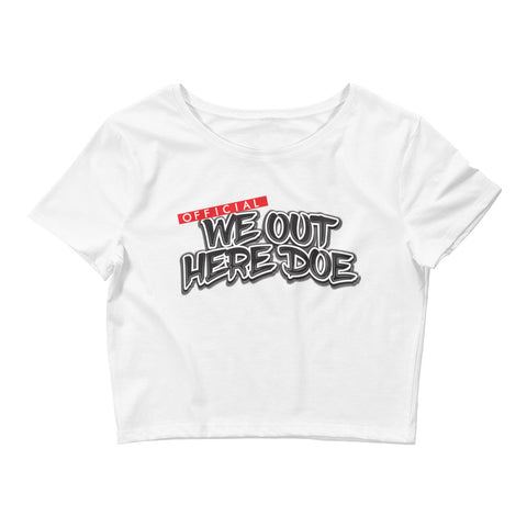 OFFICIAL WE OUT HERE DOE RED/BLACK WOMEN'S CROP TOP