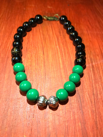 GREEN & BLACK ENEGRY BEADS BRACELET