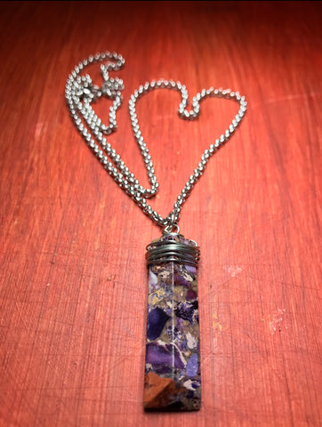 Purple Multi colored rectangle necklace