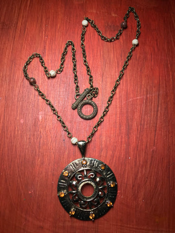 silver & orange Amulet