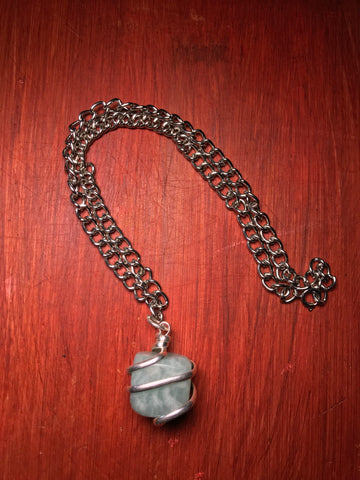 Silver & light blue cubed stone CHOKER