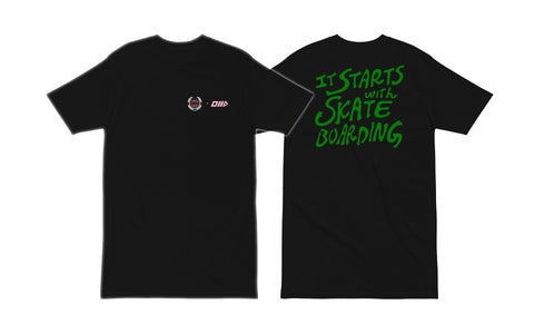 It Starts With SkateBoarding CLIPMODE X WOHD COLLAB GREEN PRINT