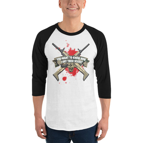 COME CATCH THESE SCARS 3/4 sleeve baseball T-shirt