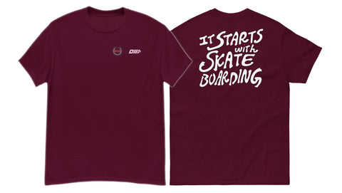 It Starts With SkateBoarding  WHITE PRINT